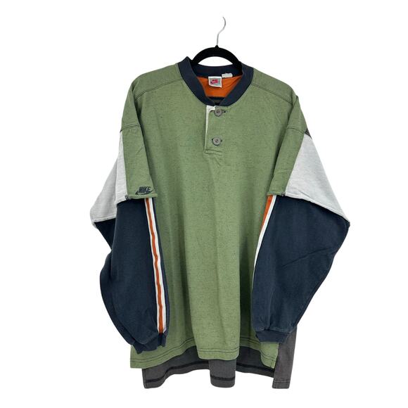 Nike Other - Vintage 90s Nike Air Jordan No.23 Legendary Henley Rugby Long Sleeve Green XL